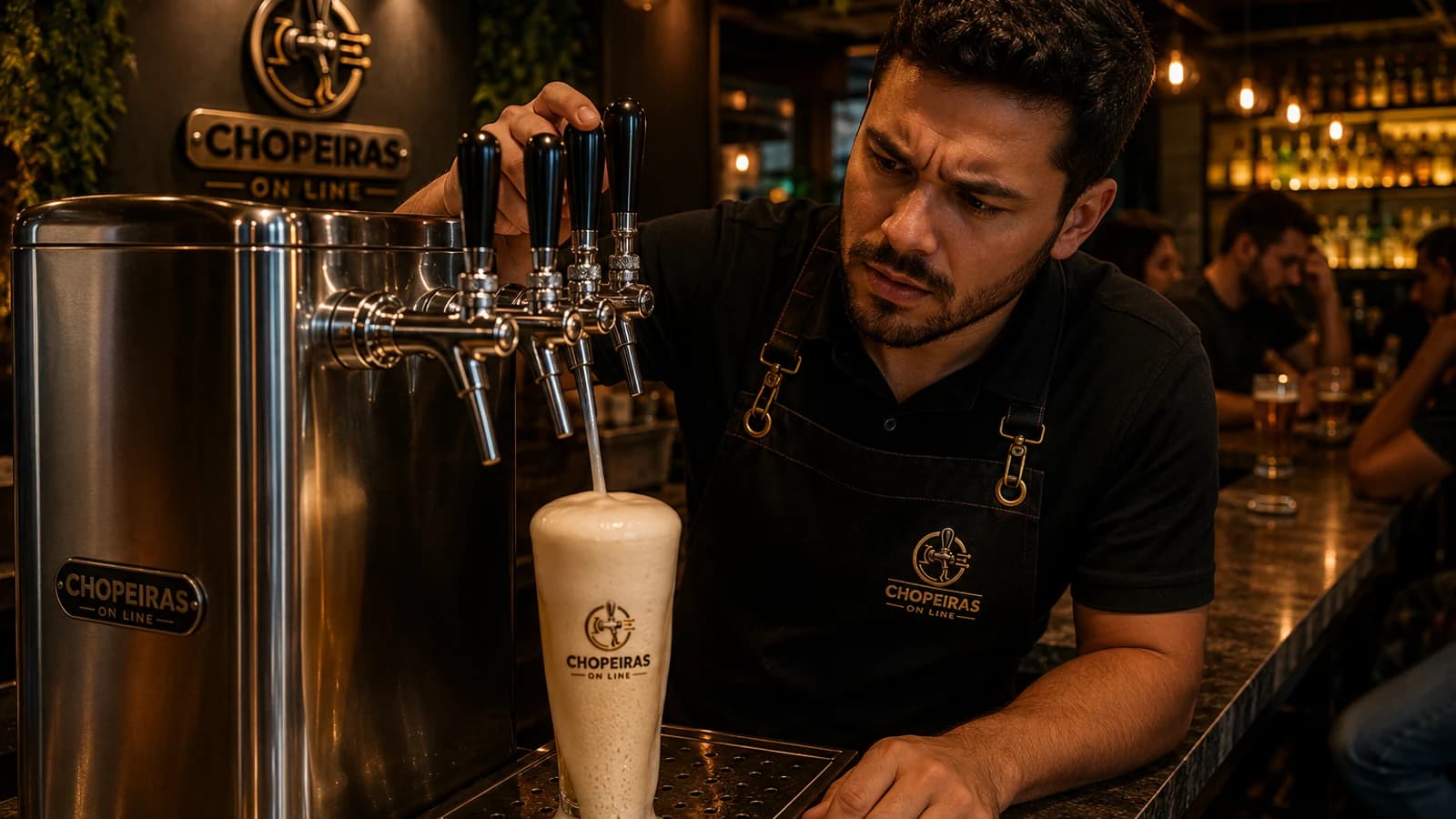 Chope saindo só espuma na torneira da chopeira Chopeiras On Line